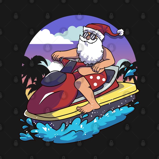 Hawaiian Christmas Santa Claus Jet Skiing by E