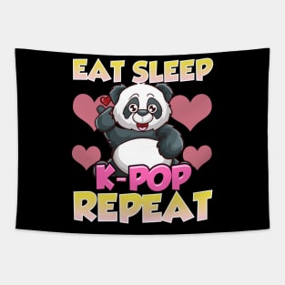 Cute Eat Sleep K-Pop Repeat Kawaii Panda KPop Tapestry