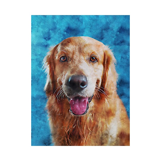 Golden Retriever Artistic Painting by Debbie Art