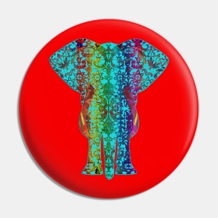 Rainbow Blue Elephant On Red V.2 Pin