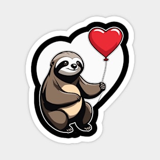 Sloth Heart Balloon - Valentines Day Magnet