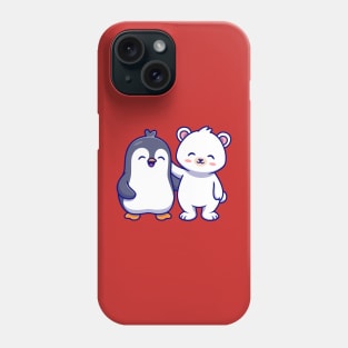 Cute Polar Bear With Penguin Cartoon Phone Case