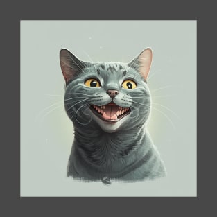 Illustration of funny grey haired cat looking to the side T-Shirt