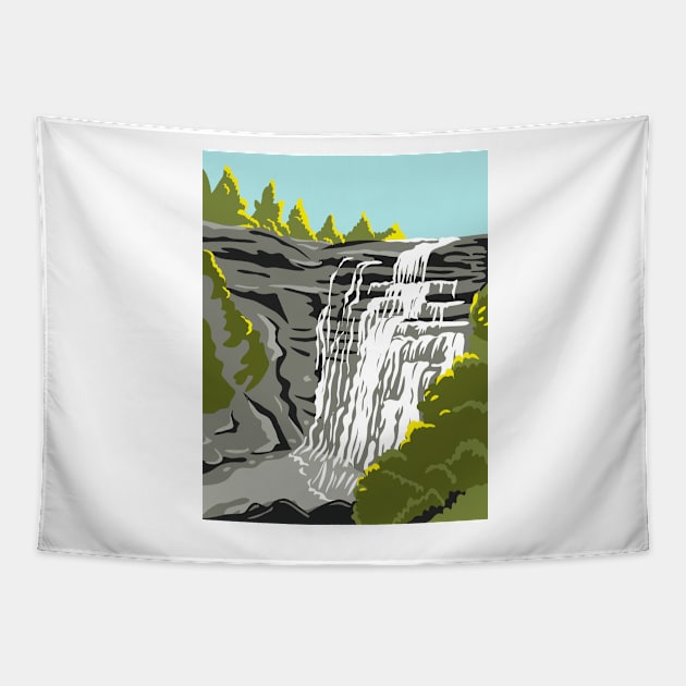 Cuyahoga Valley National Park along Cuyahoga River in Akron and Cleveland Ohio United States WPA Poster Art Color Tapestry by retrovectors