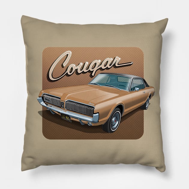 1967 Mercury Cougar in cinnamon frost Pillow by candcretro