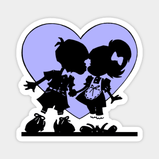 Retro Kiss Silhouette Heart Magnet