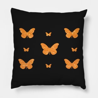 Orange Faux Glitter Butterflies Pillow