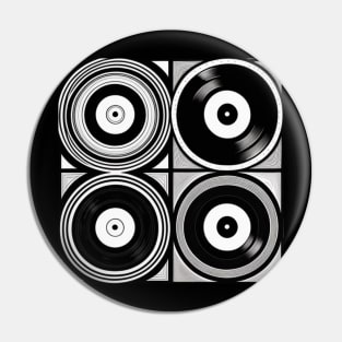 Vinyl Records Black and White Vintage Music Cover Pin