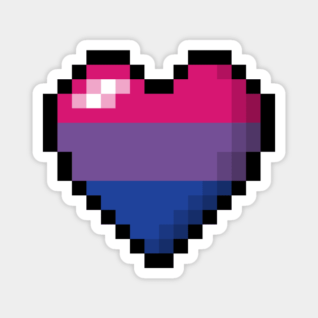 Large Pixel Heart Design in Bisexual Pride Flag Colors Magnet by LiveLoudGraphics