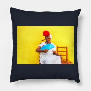 Cuban Woman In Havana With Cigar Pillow