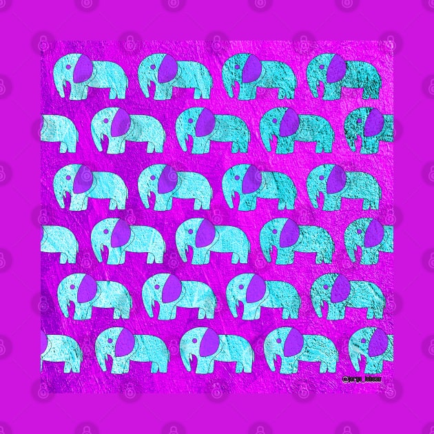 elephant march stampede in mexican totonac pattern safari ecopop by jorge_lebeau