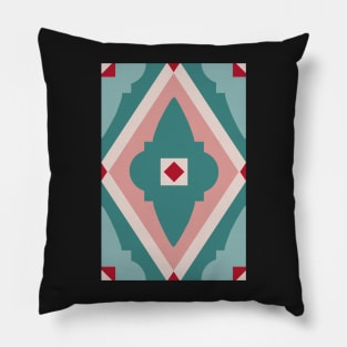 Abstract geometric diamond pattern green and pink Pillow