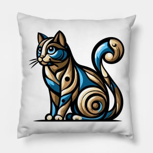 Pop art cat illustration. cubism cat illustration Pillow