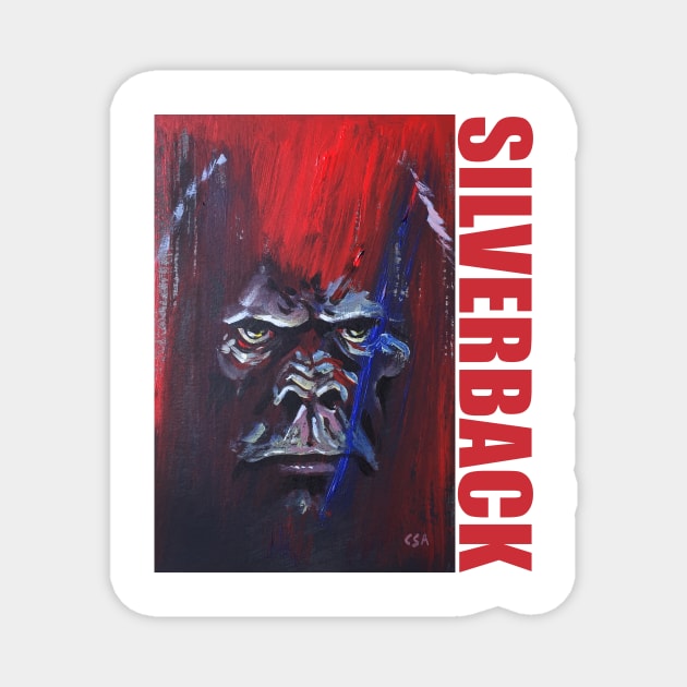 SILVERBACK GORILLA in RED and BLUE Magnet by MasterpieceArt