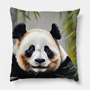 Cute Panda Oil Painting Art Pillow