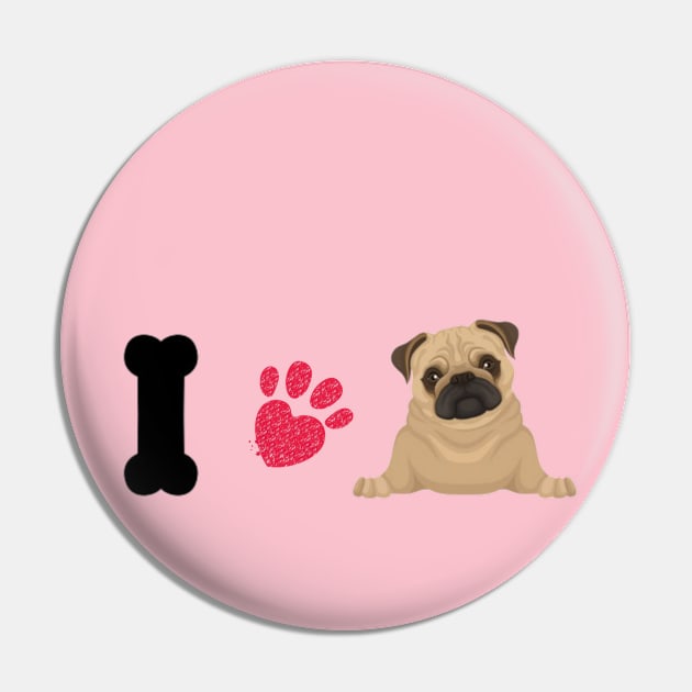 I Love Pug Pin by Primigenia