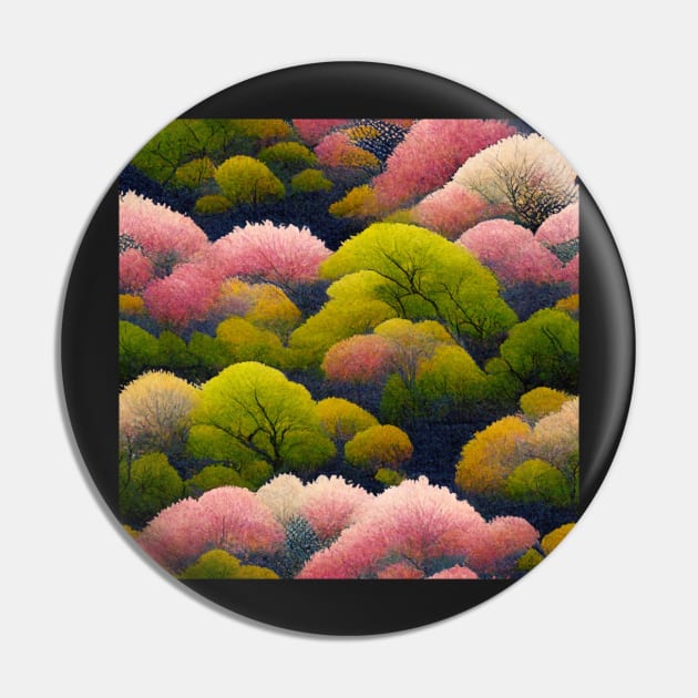 The Mountains of Spring Pattern Pin by kansaikate