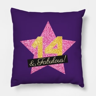 14th Birthday Gifts Women Fabulous - Pink Gold Pillow