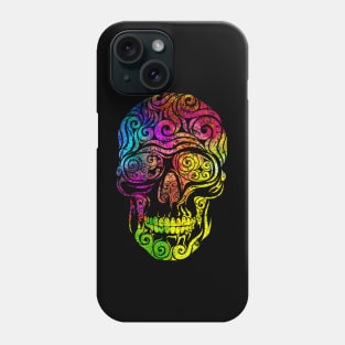 Swirly Skull (color) Phone Case