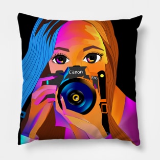 Girl with camera Pillow