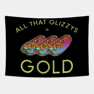 All That Glizzys is Gold Vaporwave Gold Letters Shakespeare Tapestry