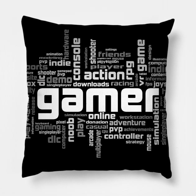 Gamer Theme White Version Pillow by Tarasevi4