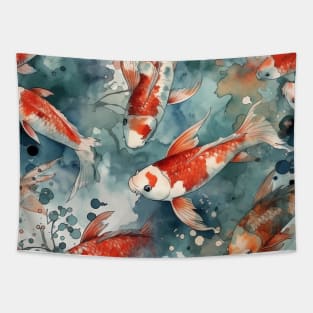 Koi fish in the pond. Tapestry