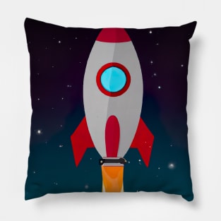 Flying Space Rocket Pillow