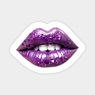 Bejeweled Purple Lips Magnet