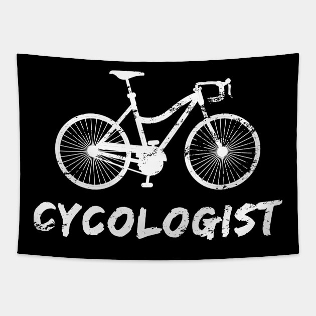 Cycologist Funny MTB Cycling Gift, Distress Cycling Funny Tapestry by WPKs Design & Co