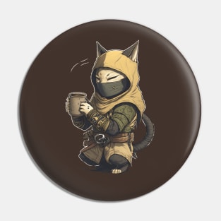 Coffee Ninja Cat Funny and Playful Design for Cat and Coffee Lovers Pin