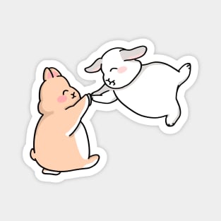 Happy Couple Fat Rabbit Magnet