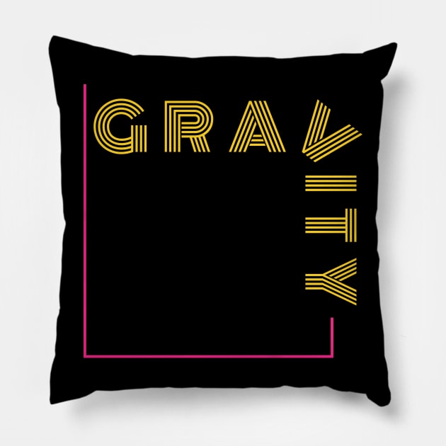 Gravity goes down yellow and pink line Pillow by Hohohaxi