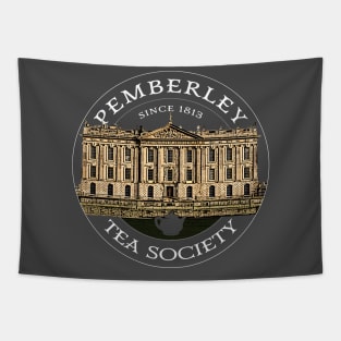 Pemberley Tea Society Since 1813 - Pride and Prejudice WHITE TEXT ON COLORED Tapestry