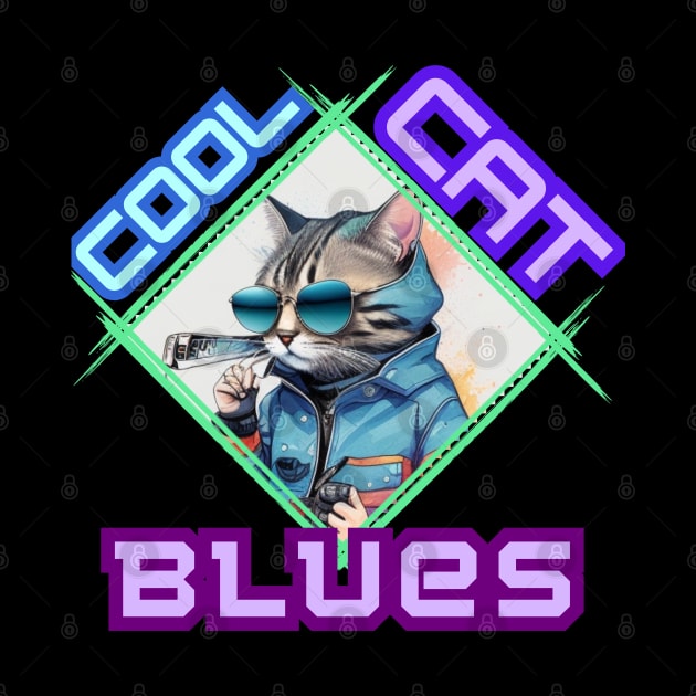 Stylish Cat with Harmonica: "Cool Cat Blues" by LionCreativeFashionHubMx