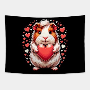 Guinea Pig Holding Heart Valentine's Day Cute Valentine Tapestry