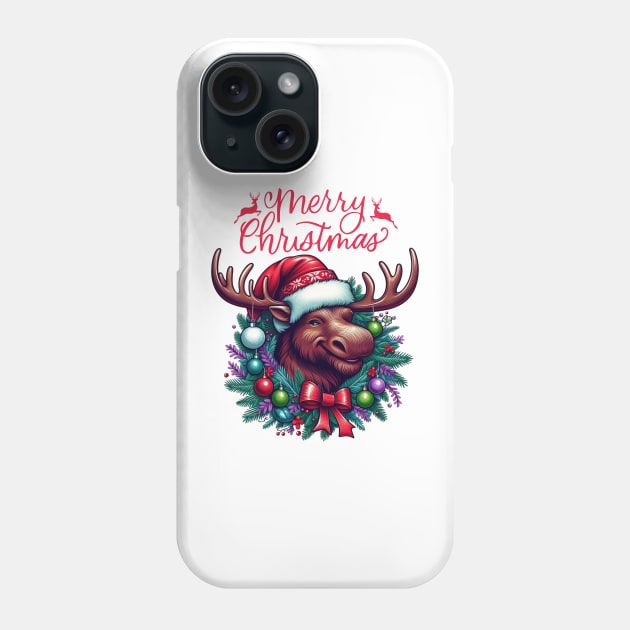 Merry Christmoose Moose Christmas 2024 Phone Case by BukovskyART