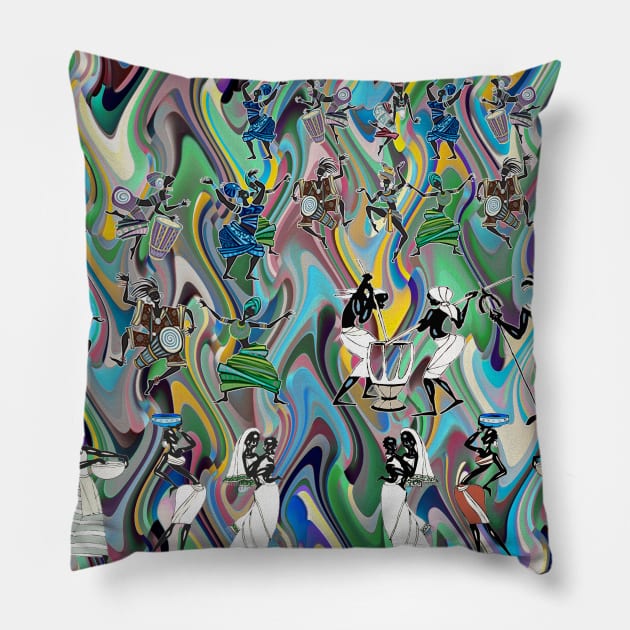 African Feast V3 Pillow by walil designer