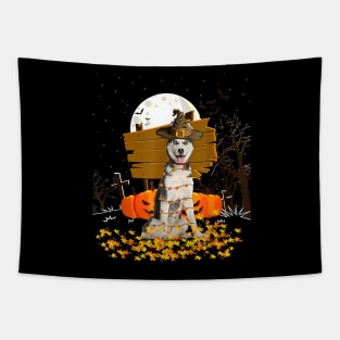 My Siberian Husky Pumpkins Halloween Dog Tapestry