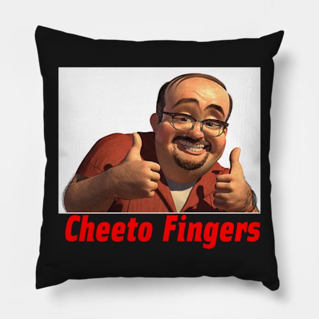 Cheeto Fingers Pillow by Inthecloudss_