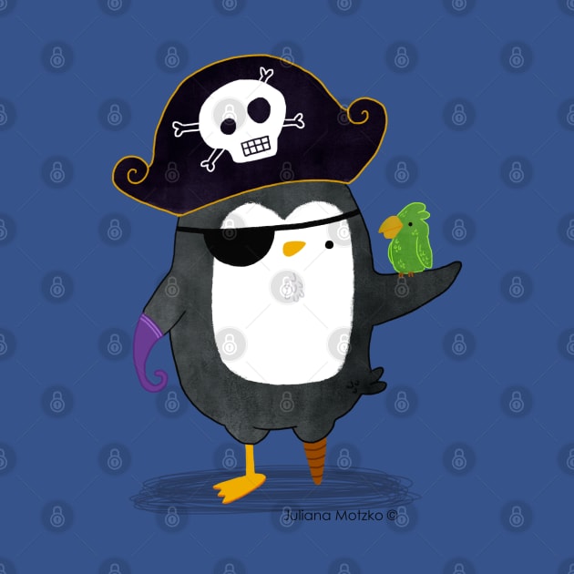 Pirate Penguin with a Parrot by thepenguinsfamily