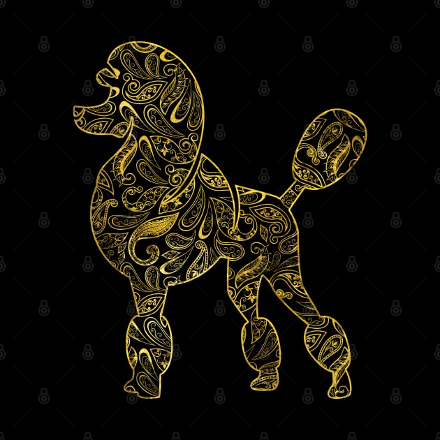 Poodle Dog in  Gold Paisley pattern by Nartissima