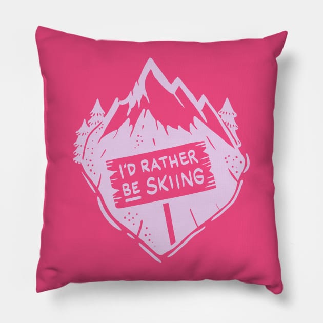 Women Skiing Gift - I´d rather be skiing Pillow by Shirtbubble