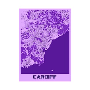 Cardiff - United Kingdom Lavender City Map T-Shirt