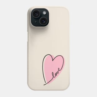 Pink Heart Love Letters Line Art Phone Case