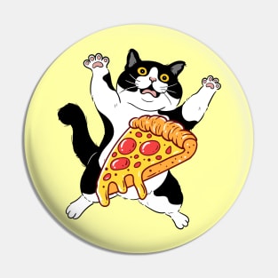 Funny Crazy Foodie Fast Food Lover Pizza Cat Pin