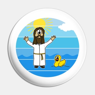 Jesus Walking On Water Christian Funny Pin