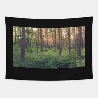 Green forest panorama Tapestry