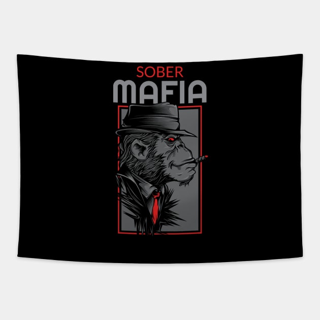 Sober Mafia AA Alcoholic Sobriety Graphic Shirt Tapestry by RecoveryTees