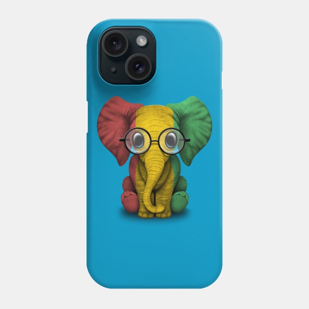 Baby Elephant with Glasses and Guinea Flag Phone Case by jeffbartels